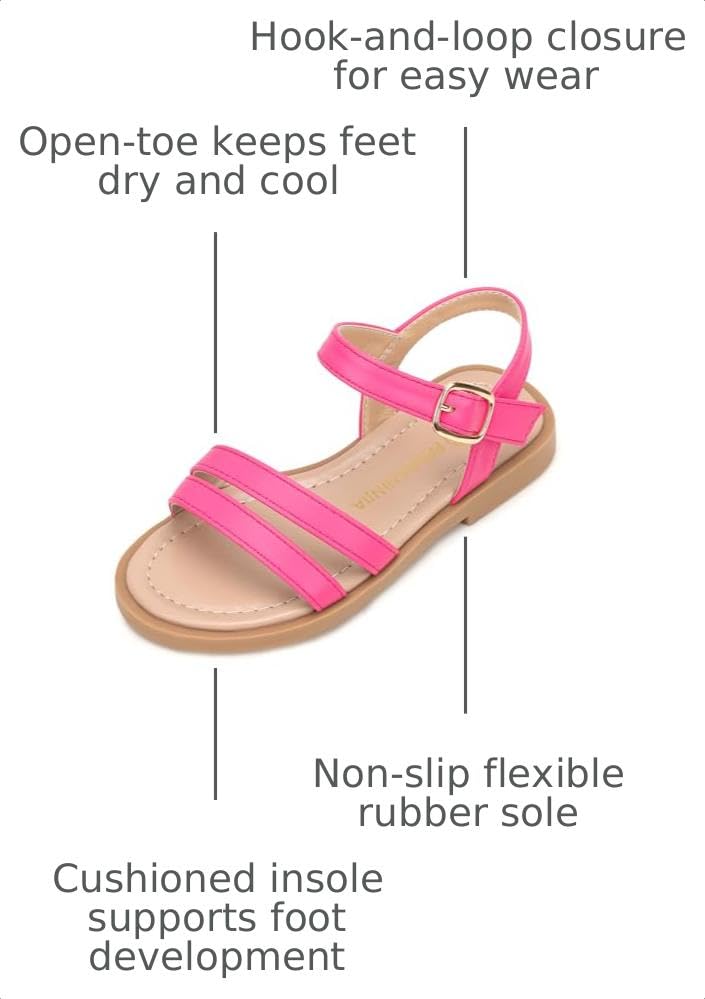 Image of PANDNAINJIA Girls Sandals Open Toe Toddler Kids Dress Summer Shoes | Open Toe Girl Sandals, Hook and Loop, Comfortable Insole, Classic Style, Flower Girl Wedding Party Daily Shoes