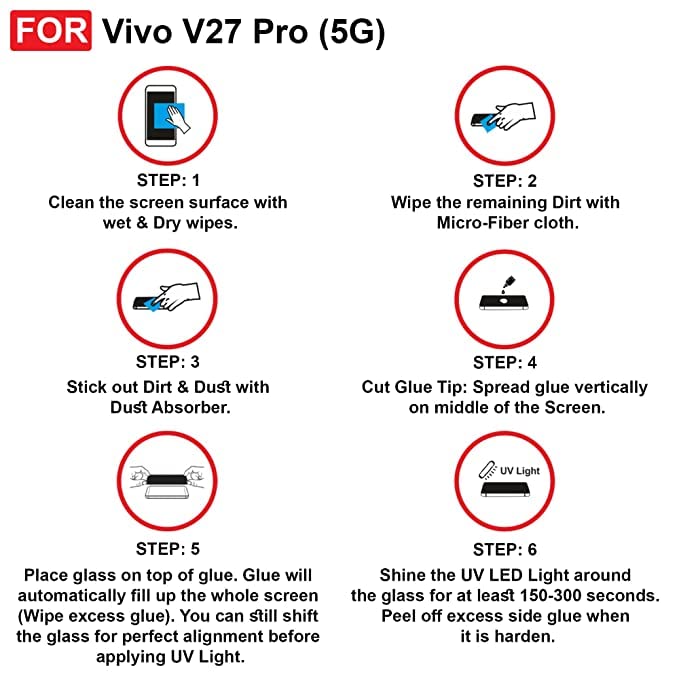 Image of NEW'C Tempered Glass Compatible For Vivo V27 Pro 5G Advanced Border-Less Full Edge To Edge Uv Screen Protector And Easy Installation Kit For Cellphone(Pack Of 1) By Blacksheep