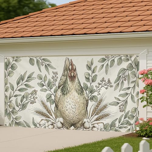 Housse pour porte de garage extérieure vintage et rustique 397x180