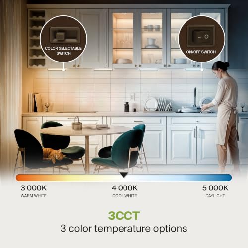 Image of ASD LED Under Cabinet Lighting, 18 inch 8W 715 LM, Dimmable Hardwired Under Cabinet Lights for Kitchen, 3000K Soft /4000K Cool /5000K Daylight, Under Counter Light Fixtures, ETL, Bronze, Bullnose Design