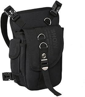 Eshow Beintasche Motorrad Hüfttasche für Damen & Herren klein leicht wasserdicht Schwarz/Braun aus Nylon/Canvas zum Radfahren Outdoor Sport