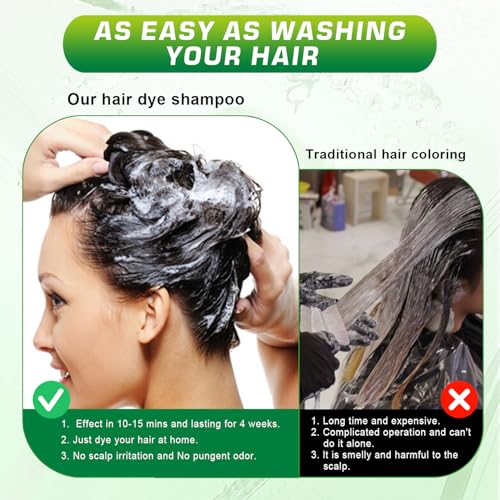 400Ml Shampoo Colorante Donna Temporaneo Per Capelli Neri Con Ingredienti Naturali - Colore Istantaneo Fino A 30 Giorni, Semplice Da Usare, 3 In 1 Shampoo Colorante Uomo - 3