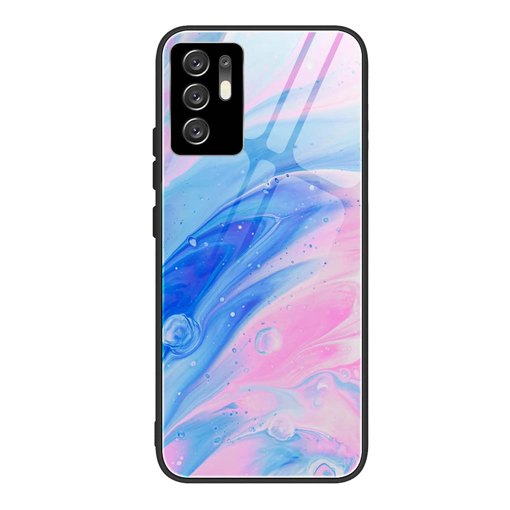 MAOGE Cover per Oppo A94 5G, Custodia Ultra Sottile in Silicone TPU, Retro in Vetro Temperato a Elegante Motivo Dipinto Antiurto AntiGraffio Case, Canzone di Luna