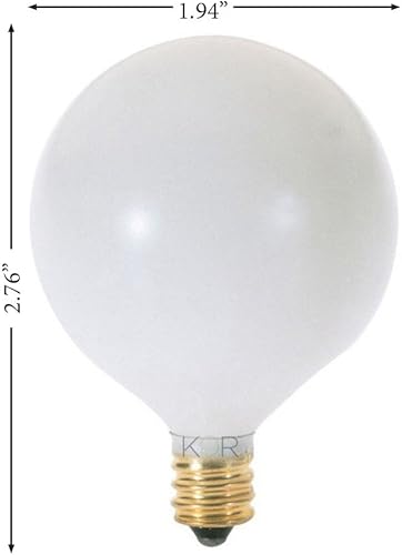 Miniatura 2 de KOR (Paquete de 10) bombillas decorativas G16.5 (E12) con forma de globo de base de candelabro, acabado blanco, incandescente 120V G16 12 (25)