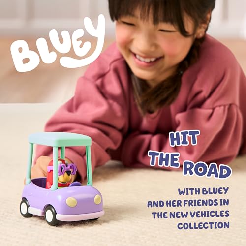 Bluey Basic Babcia Maluch Zabawka Samochód, 7,6 cm przegubowa zabawka Janet dla dzieci, wciągające zabawki samochodowe dla małych dzieci w wieku od 3 lat