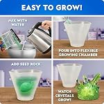 National Geographic Mega Crystal Growing Kit for Kids- Grow 6 Crystals with Light-Up Stand, Science Gifts for Kids 8-12, Crystal Making Experiment, Science Kit for Girls and Boys