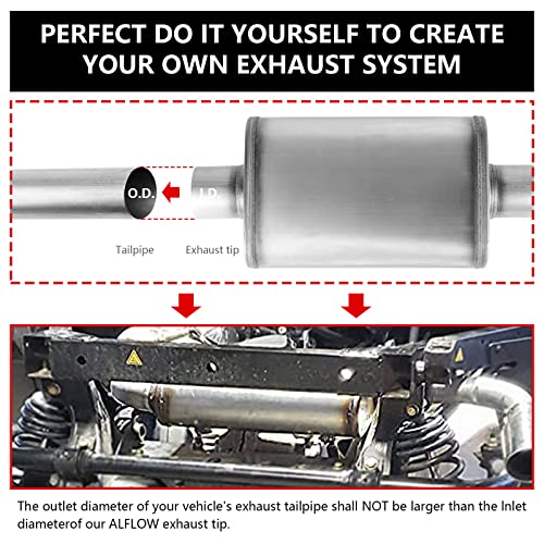 Image of 2.25 inch Inlet /Outlet Exhaust Muffler, Straight-Through Chamber Performance Muffler Resonator with Universal Stainless Steel for Cars, Trucks