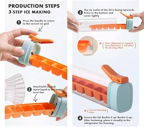 Molde para cubos de hielo con presiona 1 mano, naranja miniatura 3