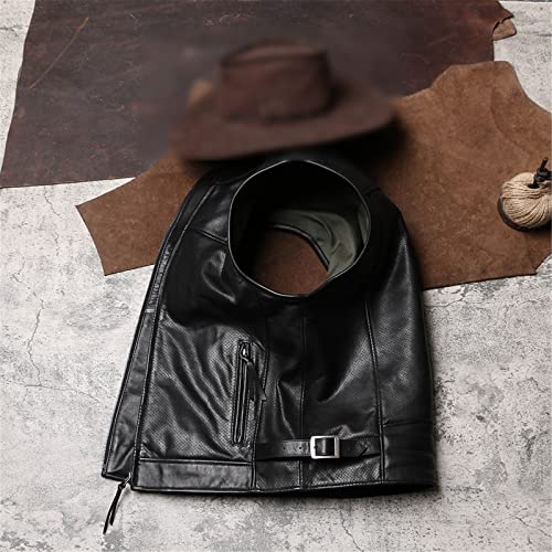 Chaleco de cuero para hombre chaleco de motocicleta sin mangas de piel 5