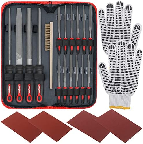 Hi-Spec 17 Piece Metal Hand & Needle File Tool Set Kit. Large & Fine Micro Steel Files. Flat, Half, Round & Triangle for Crafts, Metal & Wood Work. All in a Big Zipper Case