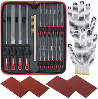Hi-Spec 17 Piece Metal Hand & Needle File Tool Set Kit. Large & Fine Micro Steel Files. Flat, Half, Round & Triangle for Crafts, Metal & Wood Work. All in a Big Zipper Case