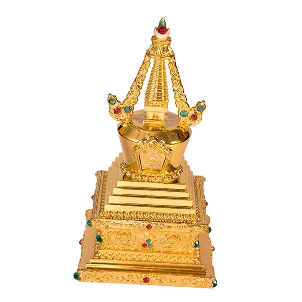 PIXZCSA Unique Tantric Buddhist Decor Buddha Stupa Pagoda Tower Statue Featuring Beautiful Craftsmanship For Decor Enthusiasts Auspicious Tibetan Stupa Is Alloy Metal