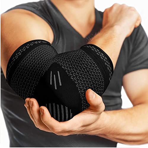 Image of serveuttam� Elbow Support for Gym (1 Pair) - Elbow Brace for Men Women Workout | Elbow Compression Sleeves with Straps for Tendonitis Pain Relief, Tennis, Volleyball, Cricket - Elbow Band (White, S)