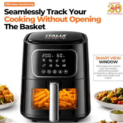 Image of ITALIA 4.5L Digital Air Fryer | Clear Window, 1200W, 8 Presets, For Home
