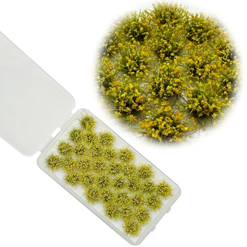 Woohome Static Grass Tuft Model Gras s Tufts, 128 PCS Railway Artificial Grass 4 Colors Bushy Tuft Flower Cluster Vegetation Groups for DIY Building Model Train Landscape Railroad Scenery - Image 4