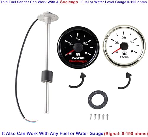 Miniatura 76 de Fuel Sender Marine - Unidad de envío de tanque de combustible de 17 pulgadas (16.929 in), flotador de acero inoxidable, nivel de combustible, unidad