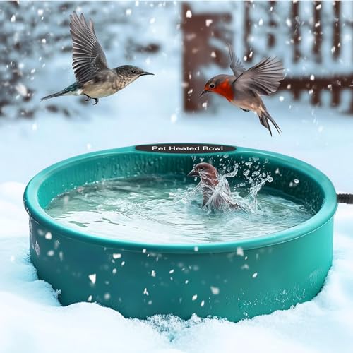 Heated Chicken Waterer, 125OZ Large Capacity Poultry Water Heater for Chicken Coop Hens Turkey Goose Duck Pigeon Poultry Birds Dog Cat Drinker in Winter