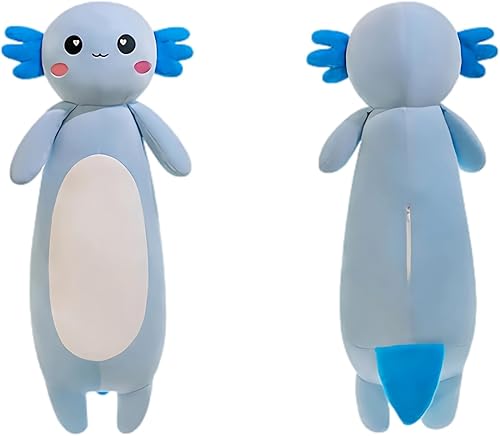 BEIMENWAI Juguete de peluche de ajolote súper suave, bonita almohada de peluche de salamandra, almohada larga de felpa suave de ajolote, regalos de