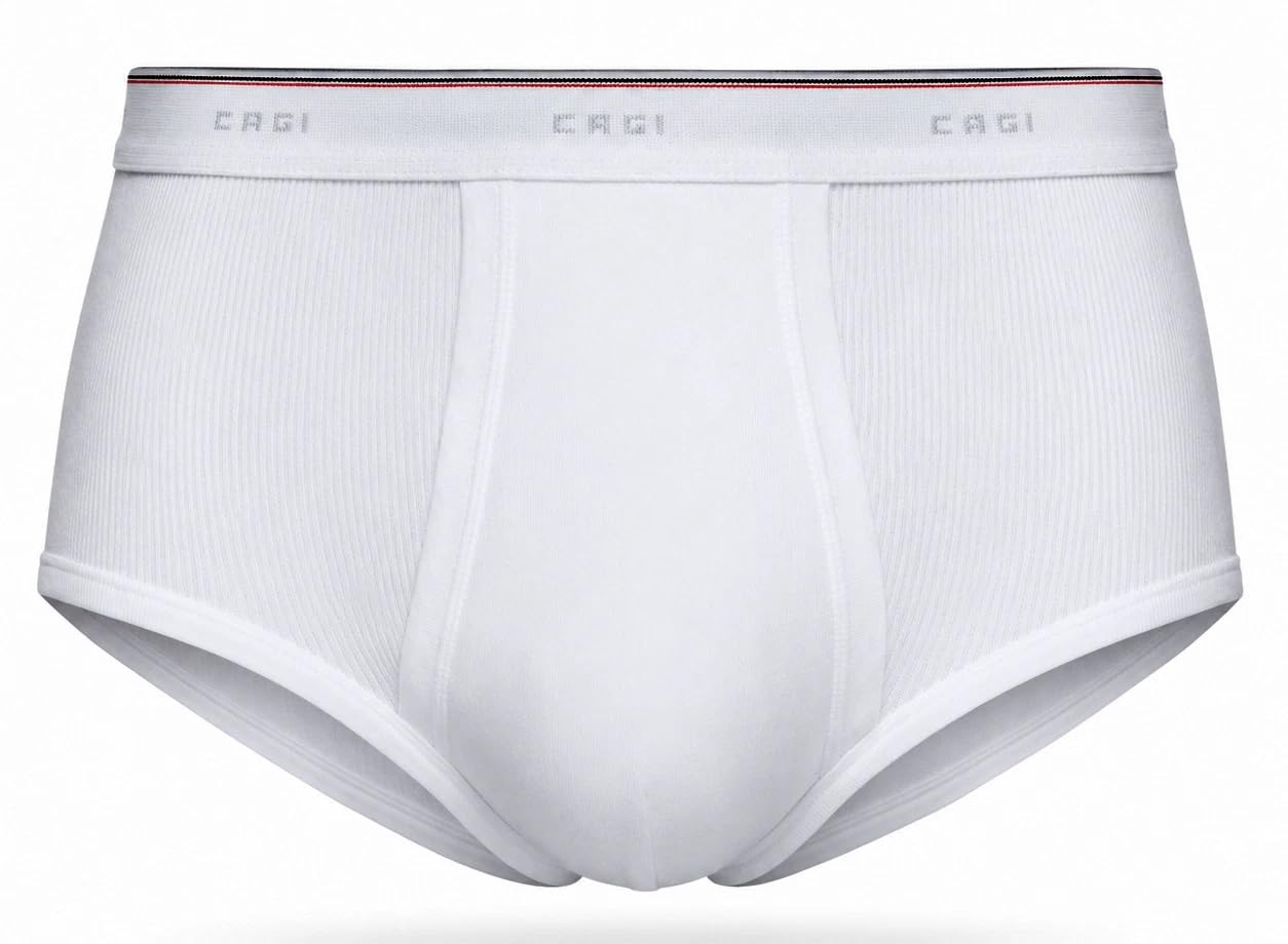 2 Slip Mutanda Uomo Vita Alta a Costina Apertura Laterale Elastico Esterno Modello 1200 100% Cotone