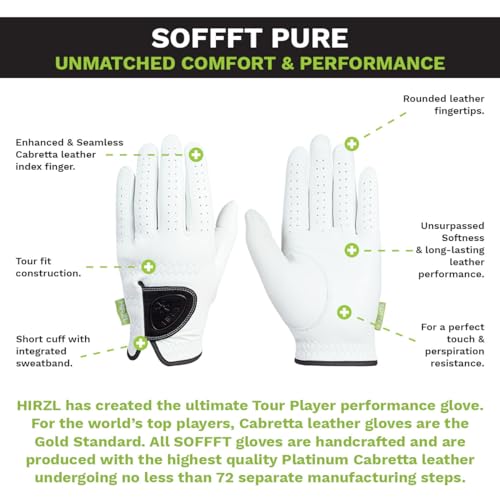 HIRZL Men's Golf Gloves - Soffft Pure, Tour Performance, Cabretta Leather, Extra Thin, Velvet & Silk Feel, Soft & Supple, Sweat Resistance, Water Absorption, White, Right Hand, XL by HIRZL - Image 5