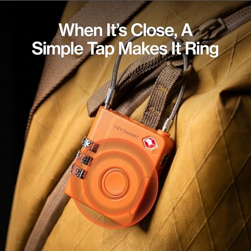 Image of KeySmart SmartLock Tracking Luggage Locks, TSA Locks for Luggage, Combination Lock Compatible with Apple Find My App, Best Travel Essentials, Replaceable Non-Rechargeable Battery (Orange 5 Pack)