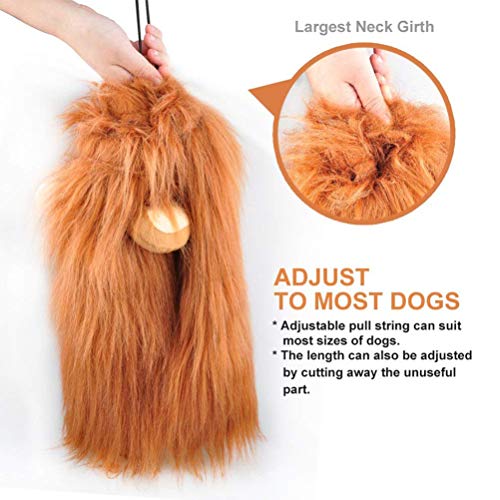 Yu-Xiang Peruca de cachorro de crina de leão com orelha e cauda chapéu de Halloween divertido fantas