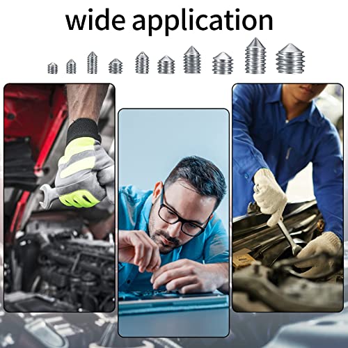 400 Stück Madenschrauben Konus-Spitz Schrauben Set, Edelstahl Innensechskantschrauben, Gewindeschrauben, M3 M4 M5 M6 M8 Gewindehülse