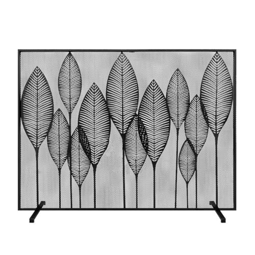 Mampara de Chimenea Metal ahuecada con Forma árbol y Hoja, partición calefactora, Cubierta Red ignífuga, barandilla Protector contra chispas de Fuego