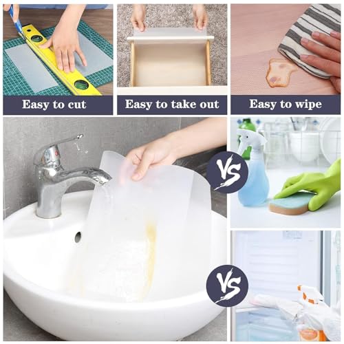 Image of EVA Fridge Shelf Liner Roll, Washable Drawer Mat Sheet, Cut-to-Size Cabinet & Refrigerator Shelf Protector, Food Contact Suitable Multipurpose Kitchen Table Liner Roll, 3 Meter (White White)