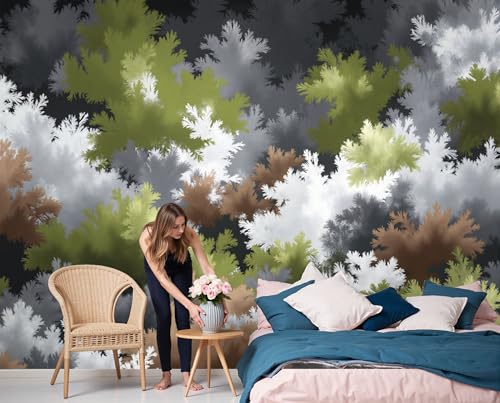 Papier peint soie de luxe design silhouette d'arbre vert 450x315 - 8