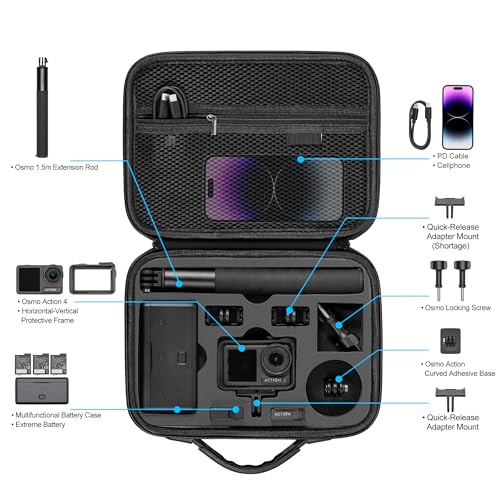 Image of Tomat Action 5 Pro Carrying Case for DJI Osmo Action 5 Pro /Action 4 Camera Accessories Hard Shell Bag Travel Case Compatible with DJI Action 5 Pro /Action 4 Adventure