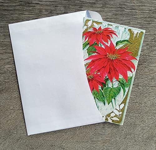 Image of PIXILUV CHRISTMAS WISHES (Pack of 12) Notecards Small Greeting Cards # Vintage Christmas Wishes Salutations with Red Flowers Wreaths and Wintery Scenes ~ Vintage Christmas Postcards Reprint