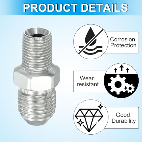 Image of PATIKIL Pipe Adapter Connector 1 /2 inch Male 74 Flare JIC x 1 /8 inch Male R Pipe Fitting 2 Pcs Oil Feed Restrictor Fitting Hydraulic Connector for Oil Steam Water Pipelines System