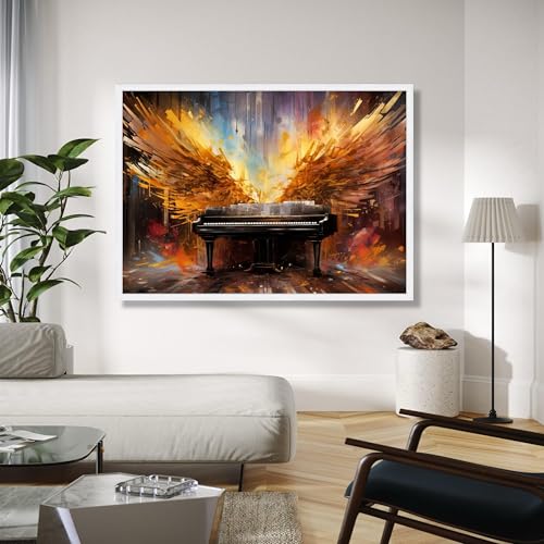 Tableaux abstraits de piano à queue 60x90cm avec cadre intérieur en toile - 3