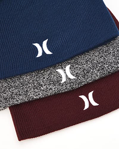 Image of Hurley Mens Beanie Icon Staples Lightweight Winter Hat | Lightweight Classic Loose Knit Fabric Delivers All-Day Warmth and Comfort for Casual Wear, Skiing or Snowboarding