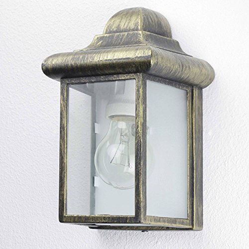 Preisvergleich Produktbild Antike Außenleuchte Schwarz golden rustikal E27"Leeds" Schiffsleuchte Schiffslampe LED geeignet rostfrei