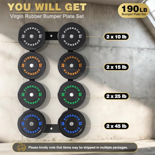 Olympic Rubber Bumper Weight Set - 2 Inch Barbell Plates for Home Gym Strength Training - Image 3