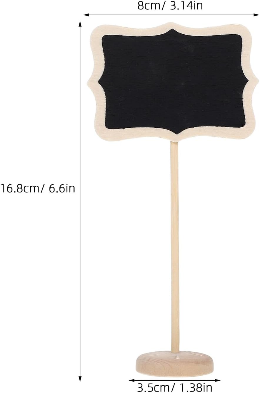 Mini Chalkboard Signs with Easel Stand, Wooden Small Blackboard Message Boards for Wedding Table Numbers, Birthday Party Food Labels, 15pcs Set with Decorative Base
