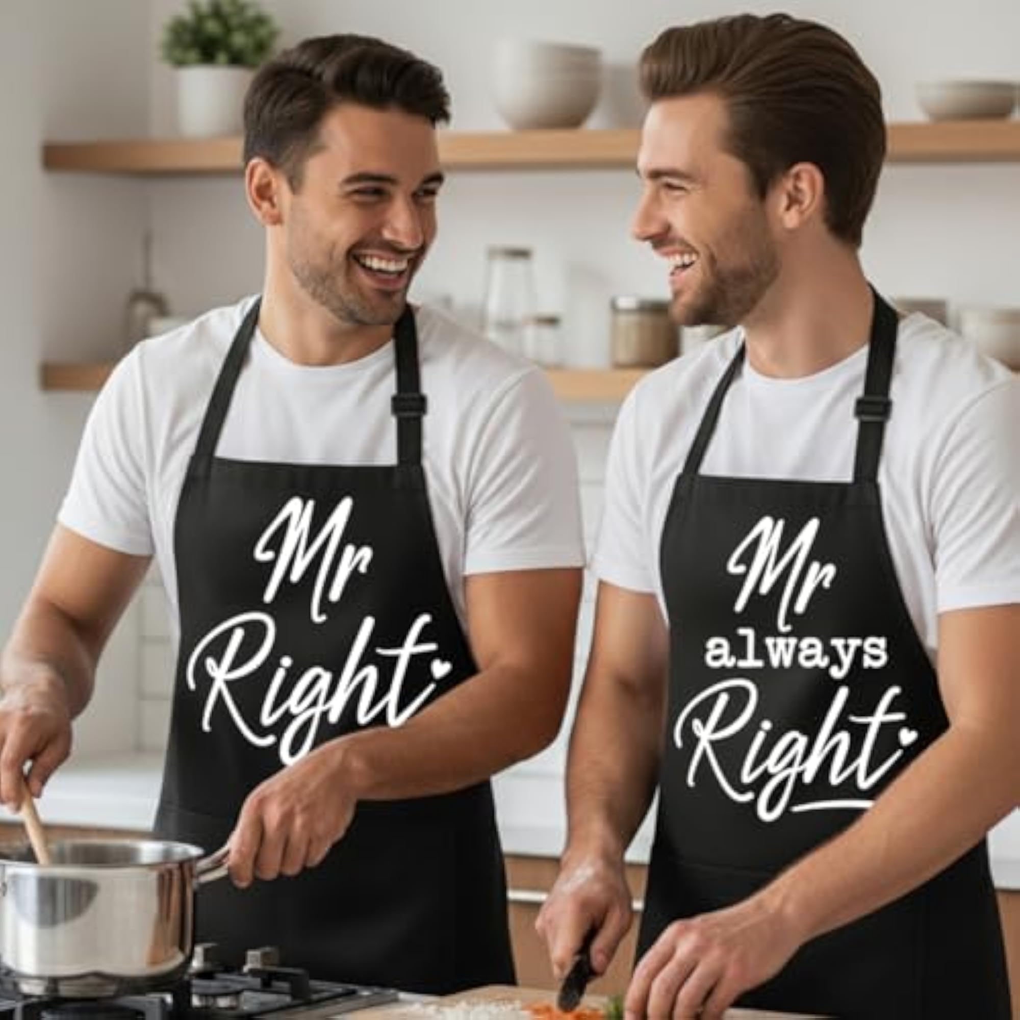 Funny Gay Couple Aprons for Cooking and Baking