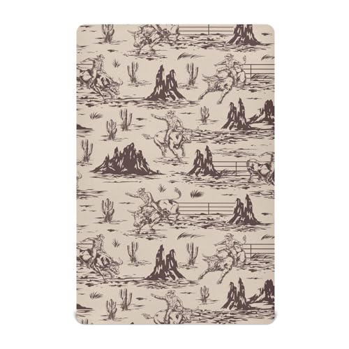 Image of Mazeann Western American Cowboy Crib Sheets Soft Breathable Fitted Baby Crib Sheets Mattress Cover for Girl Boys, 52" x 28" x 9"