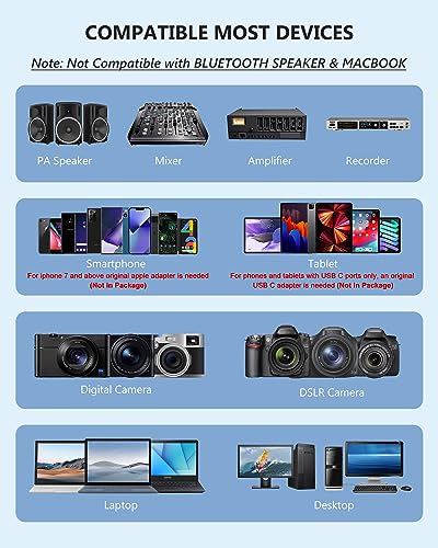 Image of Wireless Microphone System for PA Speaker, Camera, Recording, Teaching