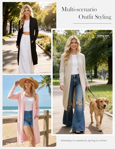 Image of GRACE KARIN Essential Solid Open Front Maxi Long Knitted Cardigan Sweater for Women