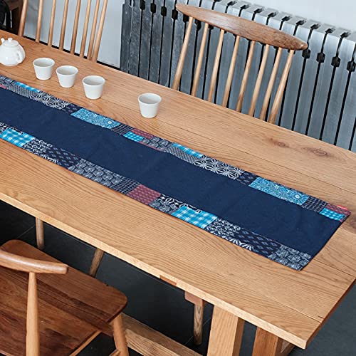 Chemin de table bleu marine coton lin pour protéger vos meubles - 2