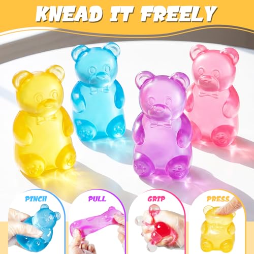 Bear Squishy Toys, Slow Rising Stress Relief Sugar Squeeze Toys for Kids & Adults, High Density Sensory Stress Balls, Stocking Stuffers, Birthday Party Favors, Anxiety Relief Toys for Boys Girls (Red) - Image 4