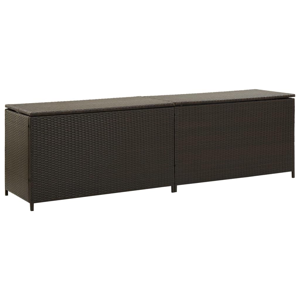 Helloshop26 Baule Box - Mobile da giardino in resina intrecciata 200 x 50 x 60 cm, colore: Marrone 02_0013123