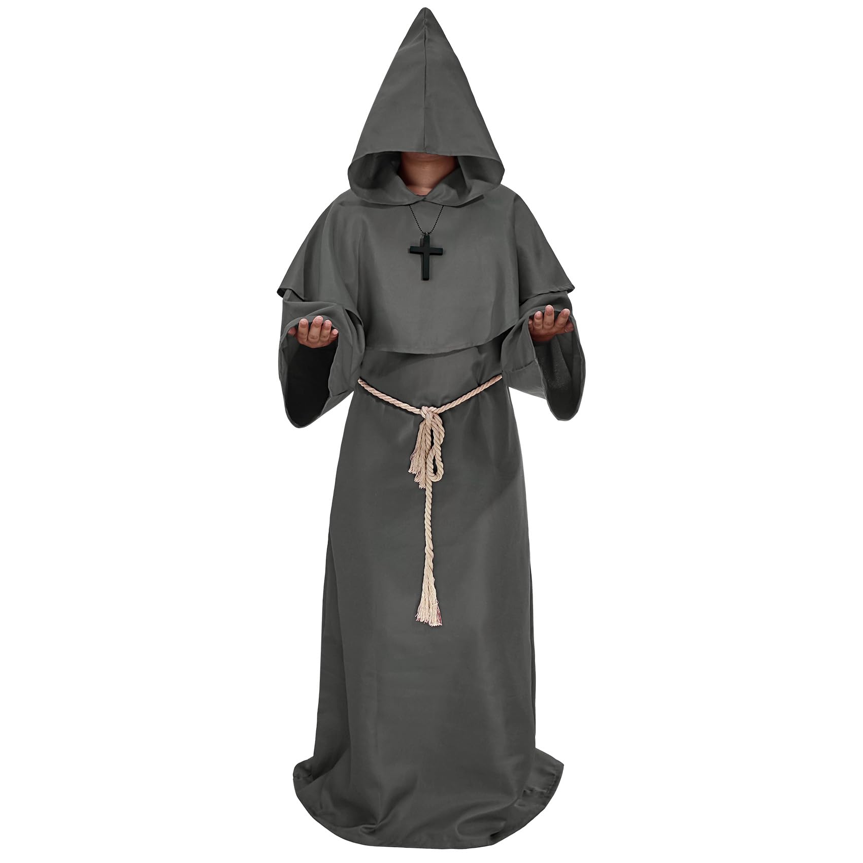 Medieval Hooded Monk Robe Costume Friar Priest Robe Cloak Renaissance Costume Men Halloween Costume Wizard Robe