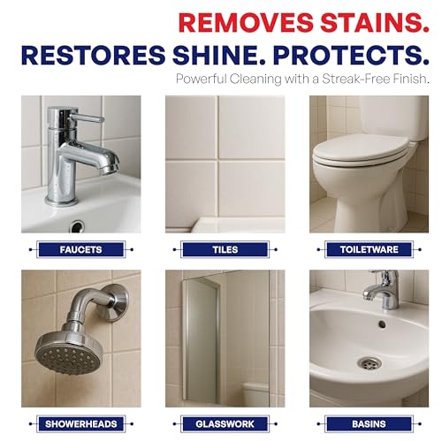 Image of A-Zi Clean Tap & Shower Cleaner 300ml - Powerful Limescale & Hard Water Stain Remover for Taps, Faucets, Showerheads, Sinks, Bathtubs - Fast Action & Streak-Free Shine