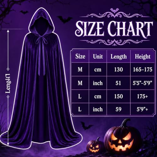 Image of Women's Halloween Costume Include Purple Velvet Cloak and Waist Belt
