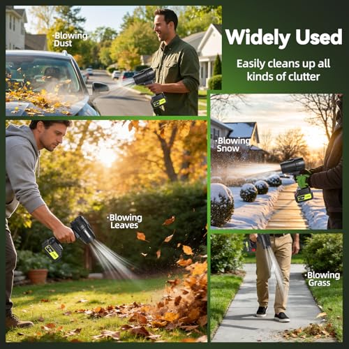 Image of 990,000 RPM Cordless Leaf Blower - 21V Handheld Electric Blower with 2 x 3.0Ah Batteries & Fast Charger, Turbo Jet Blower for Lawn Care, Snow, Yard & Deck Cleaning, Gift for Men /Father /Husband