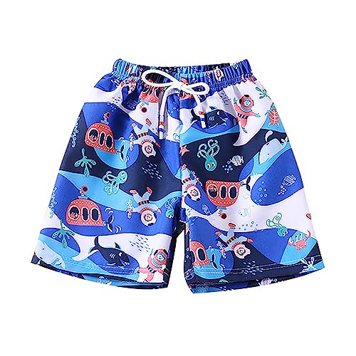 NautySaurs Boys Board Shorts Kids Swimming Shorts Hawaiian Cartoon Full Print Beach Shorts Swim Trunks, Underwater World - Blue, 9-10 Years